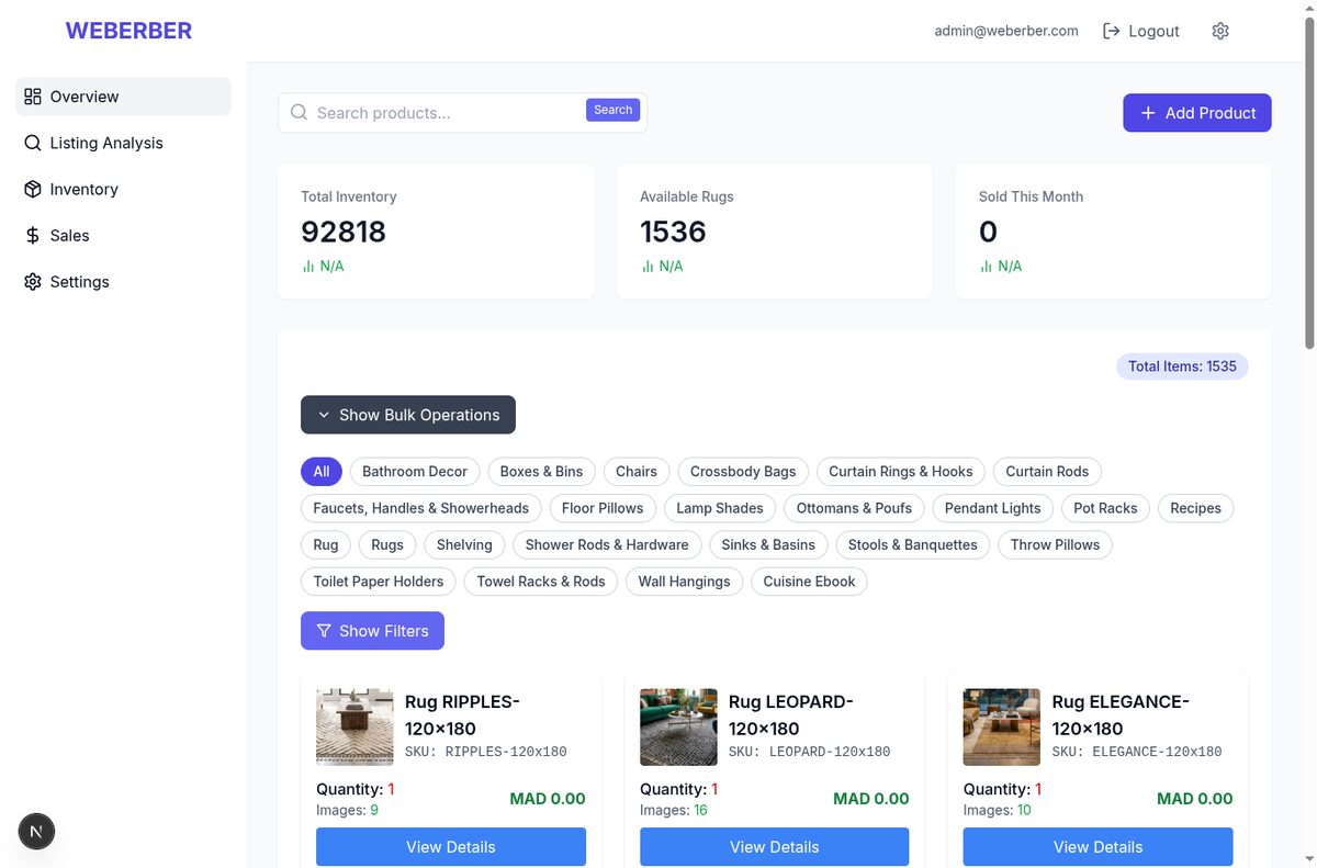 WeberberX — dashboard